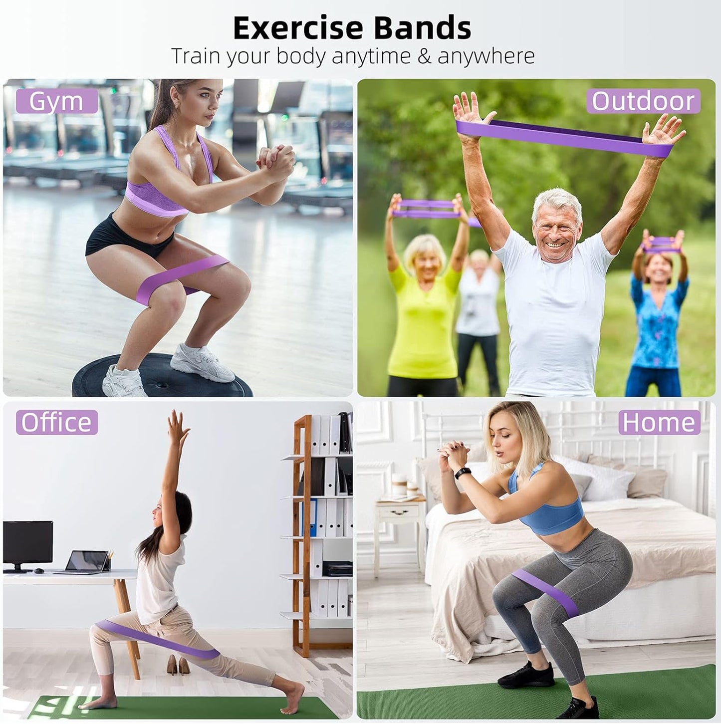 Resistance Bands for Working Out, Elastic Pilates Flexbands for Physical Therapy Yoga, Stretch Exercice Loop Bands for Booty Legs