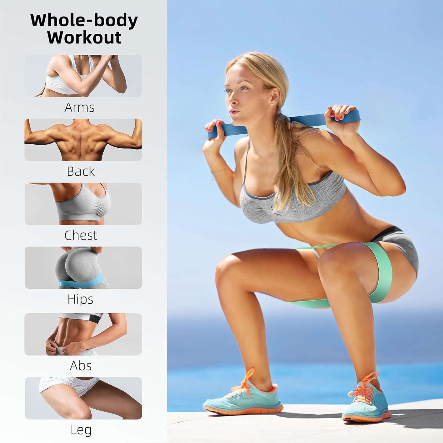 Resistance Bands for Working Out, Elastic Pilates Flexbands for Physical Therapy Yoga, Stretch Exercice Loop Bands for Booty Legs